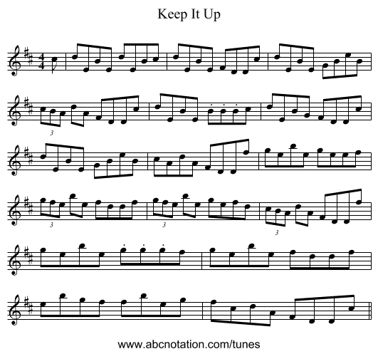 Keep It Up - staff notation