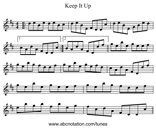Keep It Up - staff notation