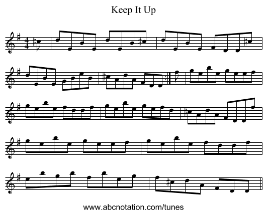 Keep It Up - staff notation