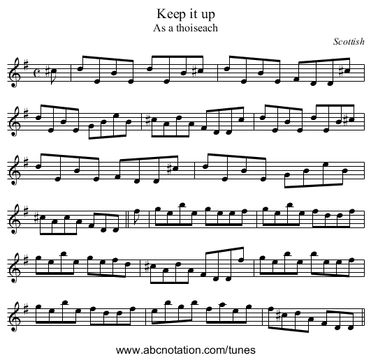 Keep it up - staff notation