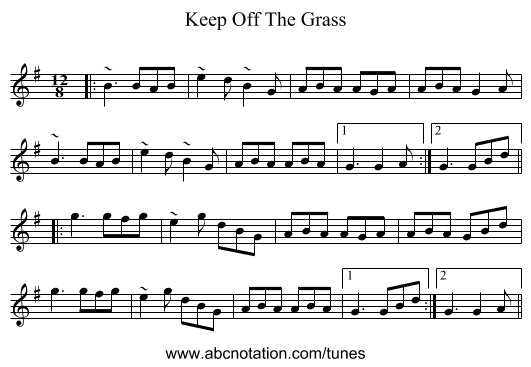Keep Off The Grass - staff notation