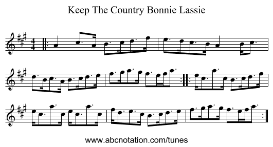 Keep The Country Bonnie Lassie - staff notation