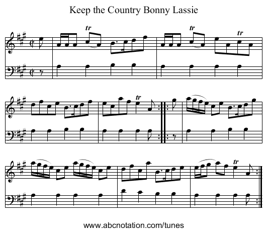 Keep the Country Bonny Lassie - staff notation