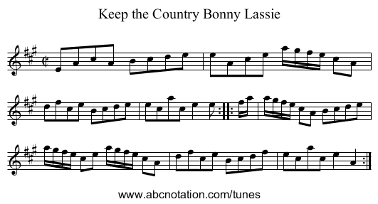 Keep the Country Bonny Lassie - staff notation