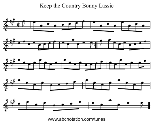 Keep the Country Bonny Lassie - staff notation