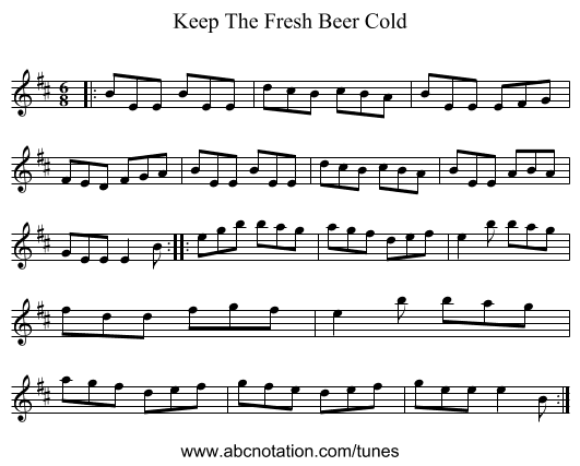 Keep The Fresh Beer Cold - staff notation