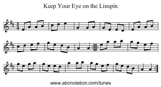 Keep Your Eye on the Linspin - staff notation