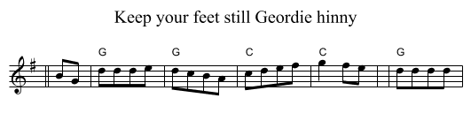Keep your feet still Geordie hinny - staff notation