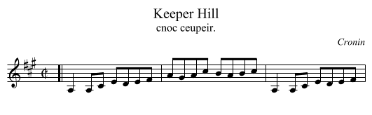 Keeper Hill - staff notation