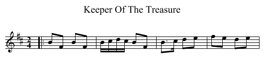 Keeper Of The Treasure - staff notation