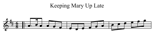 Keeping Mary Up Late - staff notation