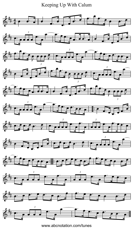 Keeping Up With Calum - staff notation