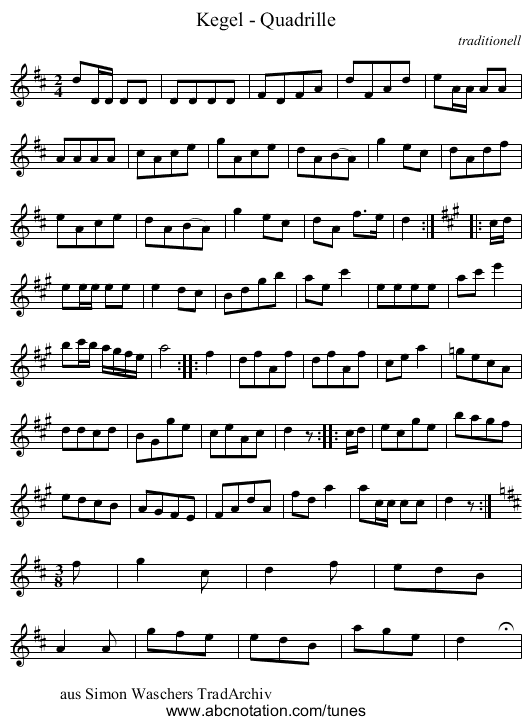 Kegel - Quadrille - staff notation