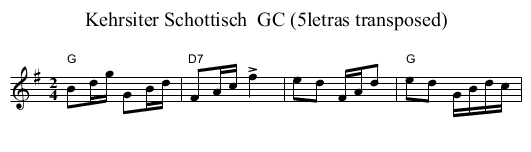 Kehrsiter Schottisch  GC (5letras transposed) - staff notation