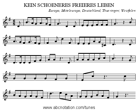 KEIN SCHOENERES FREIERES LEBEN - staff notation