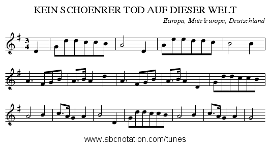 KEIN SCHOENRER TOD AUF DIESER WELT - staff notation