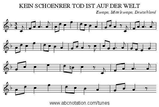 KEIN SCHOENRER TOD IST AUF DER WELT - staff notation