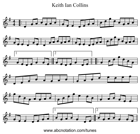 Keith Ian Collins - staff notation