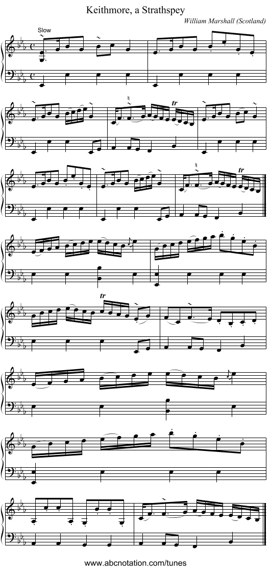 Keithmore, a Strathspey - staff notation