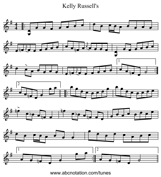 Kelly Russell's - staff notation