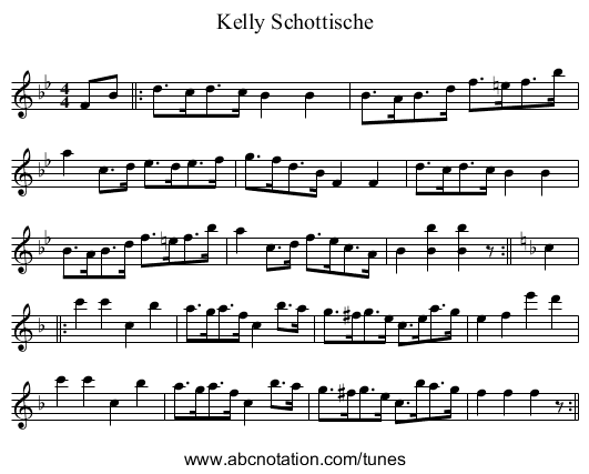 Kelly Schottische - staff notation