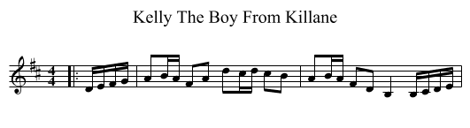 Kelly The Boy From Killane - staff notation