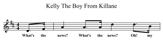 Kelly The Boy From Killane - staff notation