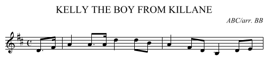 KELLY THE BOY FROM KILLANE - staff notation