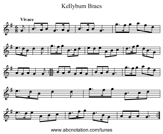 Kellyburn Braes - staff notation