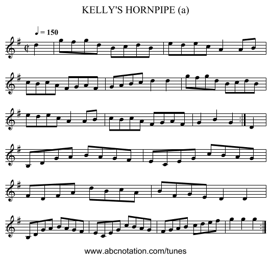 KELLY'S HORNPIPE (a) - staff notation