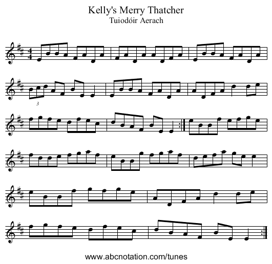 Kelly's Merry Thatcher - staff notation