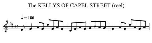 KELLYS OF CAPEL STREET (reel), The - staff notation