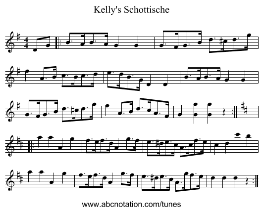 Kelly's Schottische - staff notation
