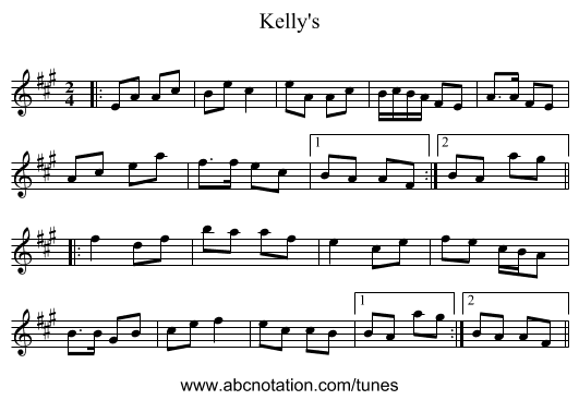 Kelly's - staff notation