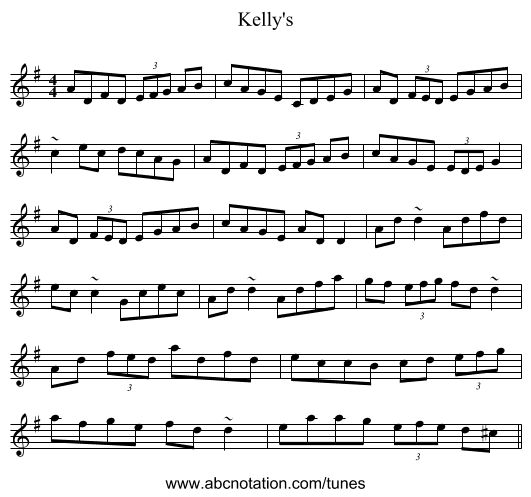Kelly's - staff notation