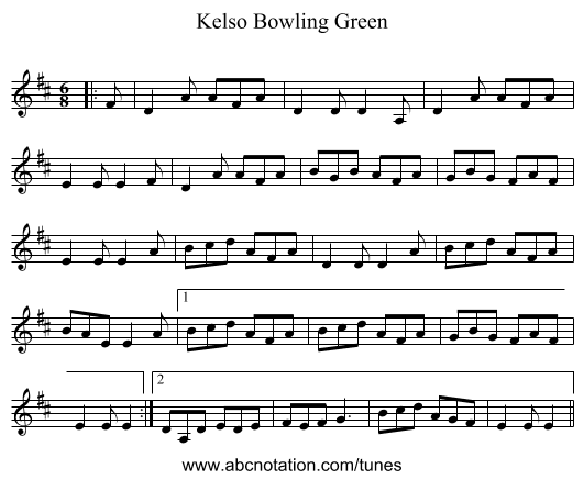 Kelso Bowling Green - staff notation