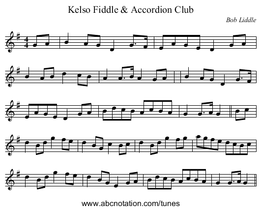 Kelso Fiddle & Accordion Club - staff notation