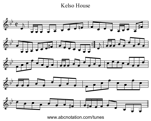 Kelso House - staff notation
