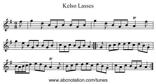 Kelso Lasses - staff notation