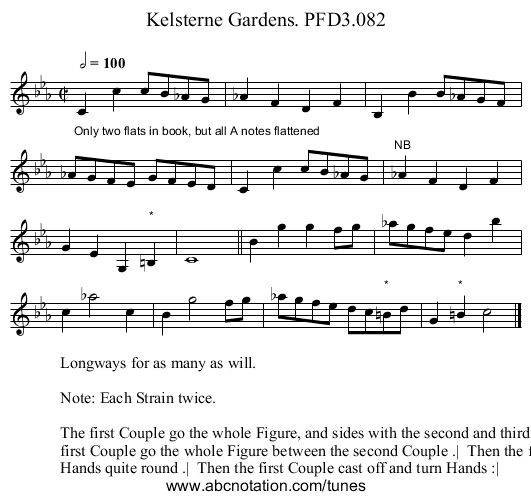 Kelsterne Gardens. PFD3.082 - staff notation
