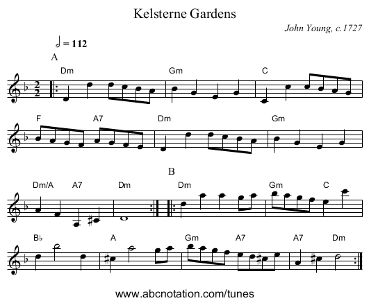 Kelsterne Gardens - staff notation