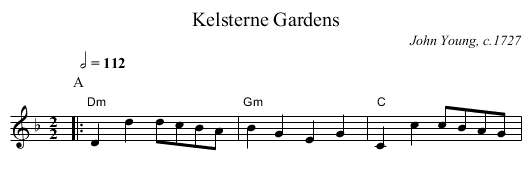 Kelsterne Gardens - staff notation