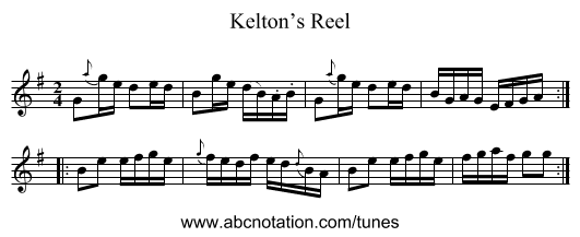 Kelton’s Reel - staff notation