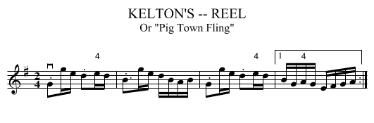 KELTON'S -- REEL - staff notation