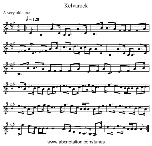 Kelvarock - staff notation