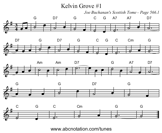Kelvin Grove #1 - staff notation