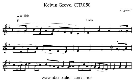 Kelvin Grove. CJF.050 - staff notation