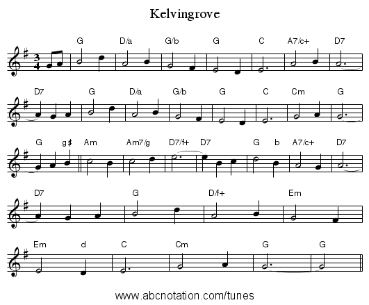 Kelvingrove - staff notation