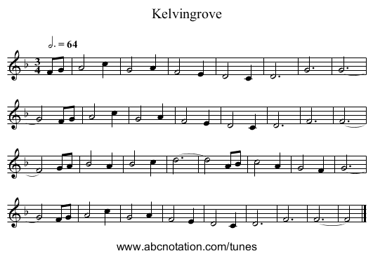 Kelvingrove - staff notation
