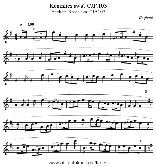 Kemmies awa'. CJF.103 - staff notation